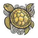 golden shellback sea turtle tattoo design idea