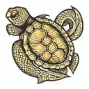 golden shellback sea turtle tattoo design idea