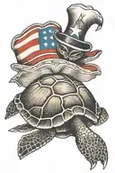 sea turtle wearing sailor hat american flag shell pattern tattoo design idea