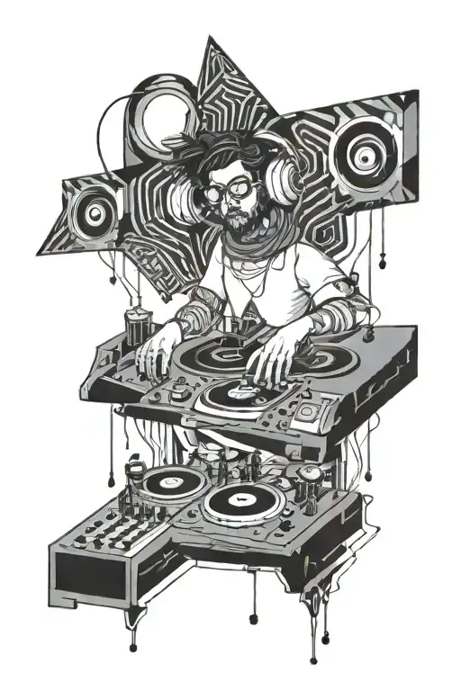 psychedelic geometric dj tattoo tattoo design idea