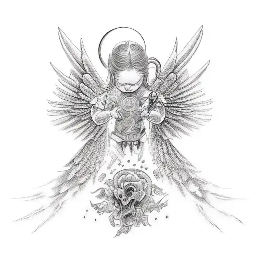 angel falling from sky tattoo design idea