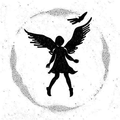 angel falling from sky tattoo design idea