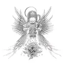 angel falling from sky tattoo design idea