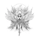 angel falling from sky tattoo design idea
