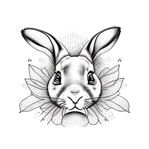 honey bunny with cherry blossoms tattoo design idea