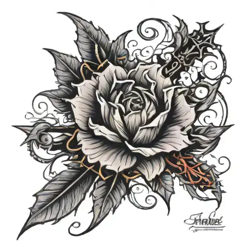 psalm 121 verse 1 with thorns wrapping tattoo design idea