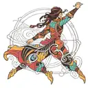 A dynamic tattoo design capturing the fluid movements of Persian dance, with abstract lines and shapes representing the  tattoo design idea