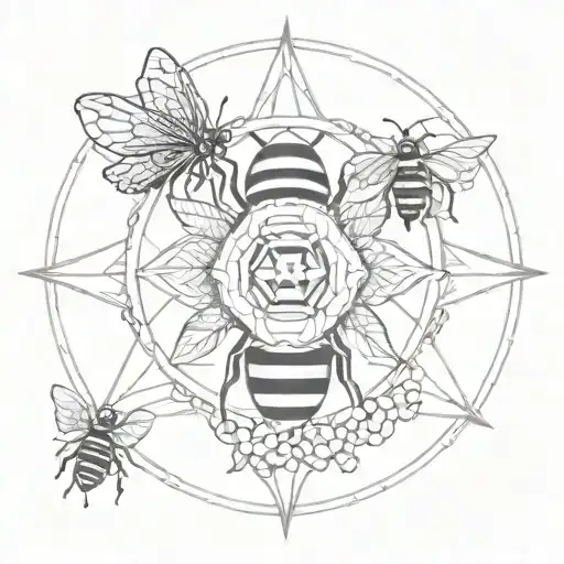 shin mandala with bee tattoo design idea