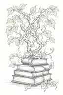 A sketch style tattoo featuring vines Growing out of old books tattoo design idea