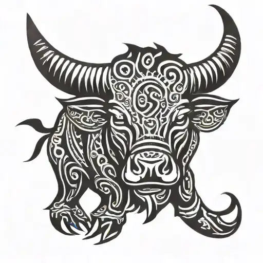Bull with horns tattoo design idea