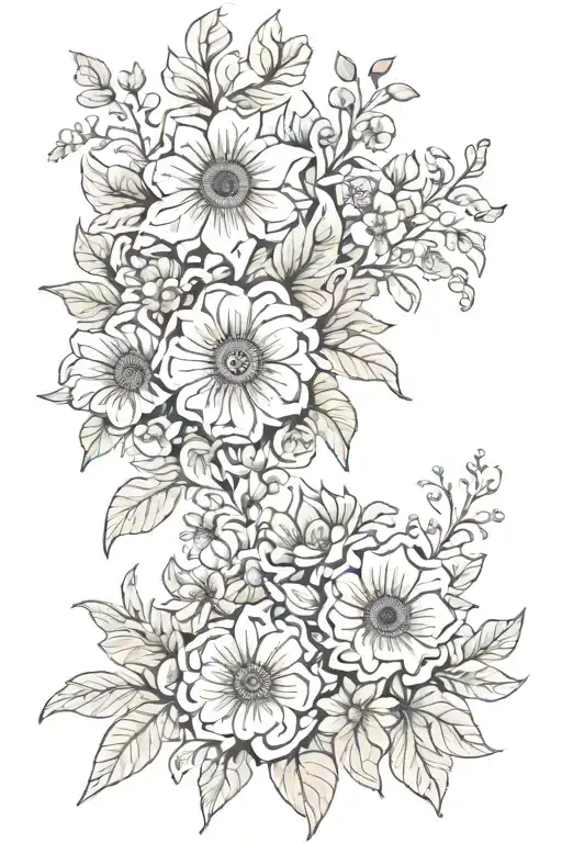 soul sisters flowers tattoo design idea