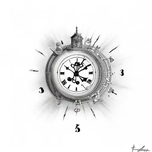 death with a clock involving suicide  tattoo design idea