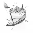 paper boat tattoo design idea