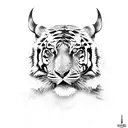 warior with axe and tiger head tattoo design idea