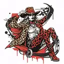 sexy cowgirl leopard print tattoo design idea