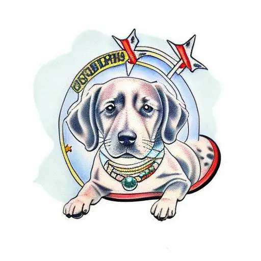 dog wearing flip flops  tattoo design idea
