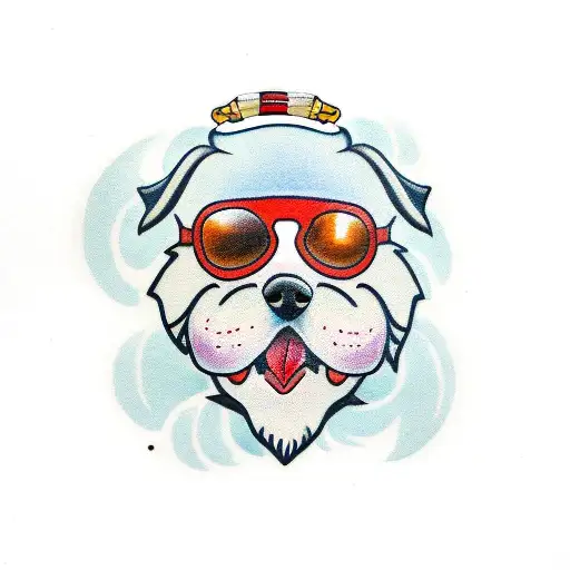 dog eating flip flops  tattoo design idea
