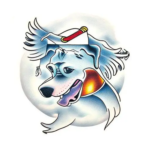 dog on a surfboard  tattoo design idea