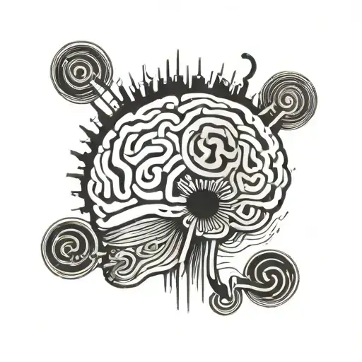 A surrealistic tattoo of a brain with a labyrinth inside, representing the complexity of the mind and the love for psychology tattoo design idea