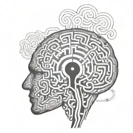 A surrealistic tattoo of a brain with a labyrinth inside, representing the complexity of the mind and the love for psychology tattoo design idea