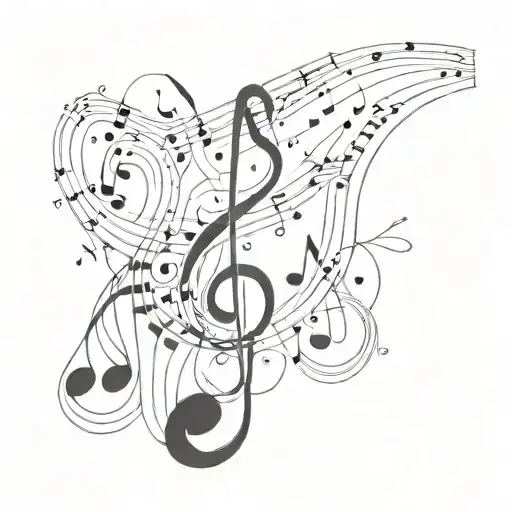A surrealistic design combining musical notes and puzzle pieces, symbolizing the complexity of the mind tattoo design idea