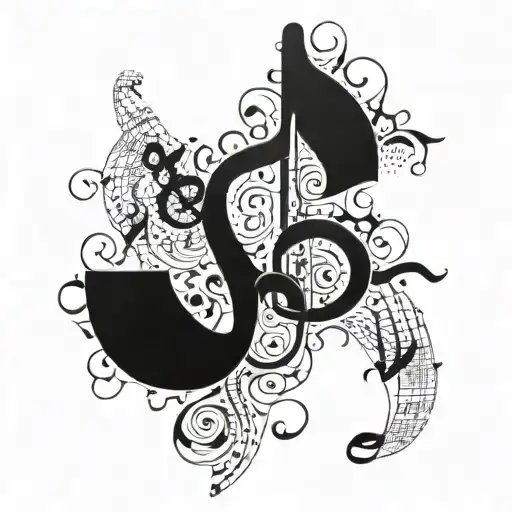 A surrealistic design combining musical notes and puzzle pieces, symbolizing the complexity of the mind tattoo design idea