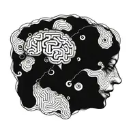 A surrealistic tattoo of a brain with a labyrinth inside, representing the complexity of the mind and the love for psychology tattoo design idea