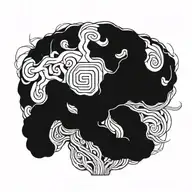 A surrealistic tattoo of a brain with a labyrinth inside, representing the complexity of the mind and the love for psychology tattoo design idea