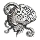 A surrealistic tattoo of a brain with a labyrinth inside, representing the complexity of the mind and the love for psychology tattoo design idea