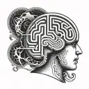 A surrealistic tattoo of a brain with a labyrinth inside, representing the complexity of the mind and the love for psychology tattoo design idea