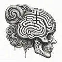 A surrealistic tattoo of a brain with a labyrinth inside, representing the complexity of the mind and the love for psychology tattoo design idea