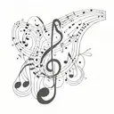 A surrealistic design combining musical notes and puzzle pieces, symbolizing the complexity of the mind tattoo design idea
