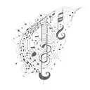 A surrealistic design combining musical notes and puzzle pieces, symbolizing the complexity of the mind tattoo design idea