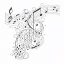 A surrealistic design combining musical notes and puzzle pieces, symbolizing the complexity of the mind tattoo design idea