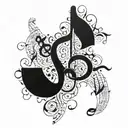 A surrealistic design combining musical notes and puzzle pieces, symbolizing the complexity of the mind tattoo design idea