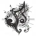 A surrealistic design combining musical notes and puzzle pieces, symbolizing the complexity of the mind tattoo design idea