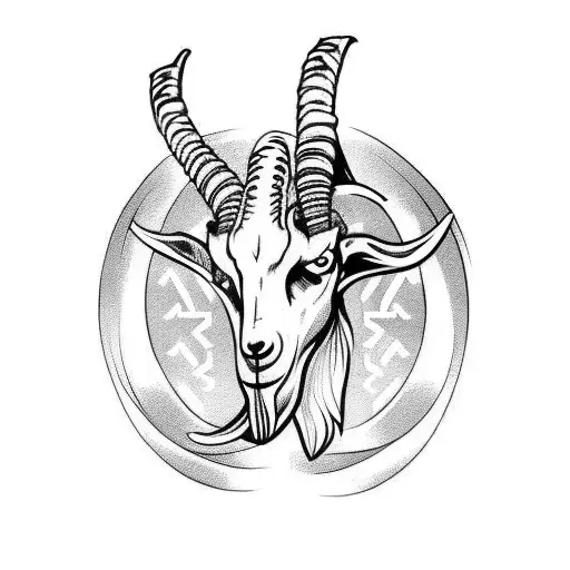 viking goat skull tattoo design idea