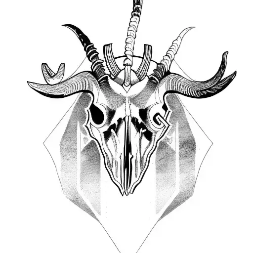 viking goat skull tattoo design idea