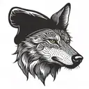 Wolf wearing a hat tattoo design idea