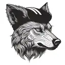 Wolf wearing a hat tattoo design idea