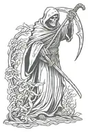 grim reaper with scythe tattoo design idea