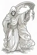 grim reaper with scythe tattoo design idea