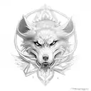 fenrir bound in golden ribbon with tyr's hand in its mouth tattoo design idea