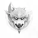 fenrir bound in golden ribbon with tyr's hand in its mouth tattoo design idea