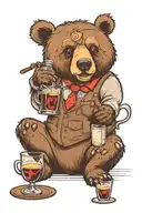 Bear Bartender mixing drinks alcohol and coffee tattoo design idea