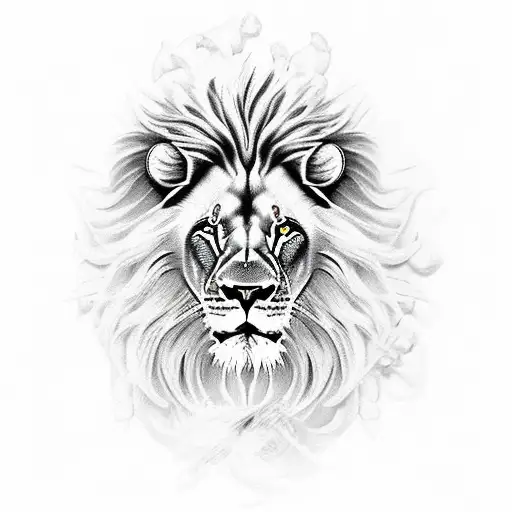 Lion with gladiator and flowers and clouds  tattoo design idea