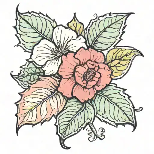 begonia with the steam of it a name  tattoo design idea