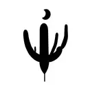 saguaro cactus and crescent moon landscape tattoo design idea