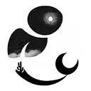 saguaro cactus and crescent moon landscape tattoo design idea