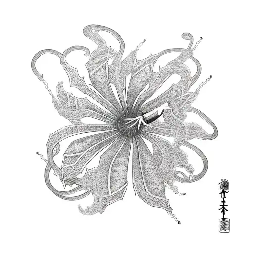 spiderlily with snake tattoo design idea